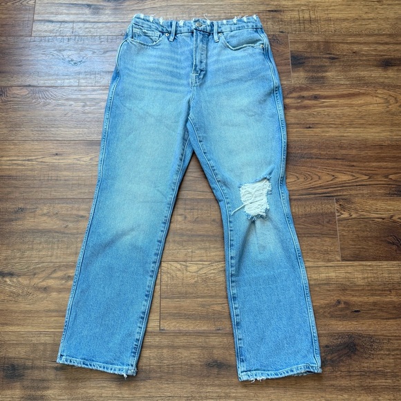 Good American Women’s High Rise Distressed Straight Good Curve Jeans Size 6/28 - Picture 1 of 11